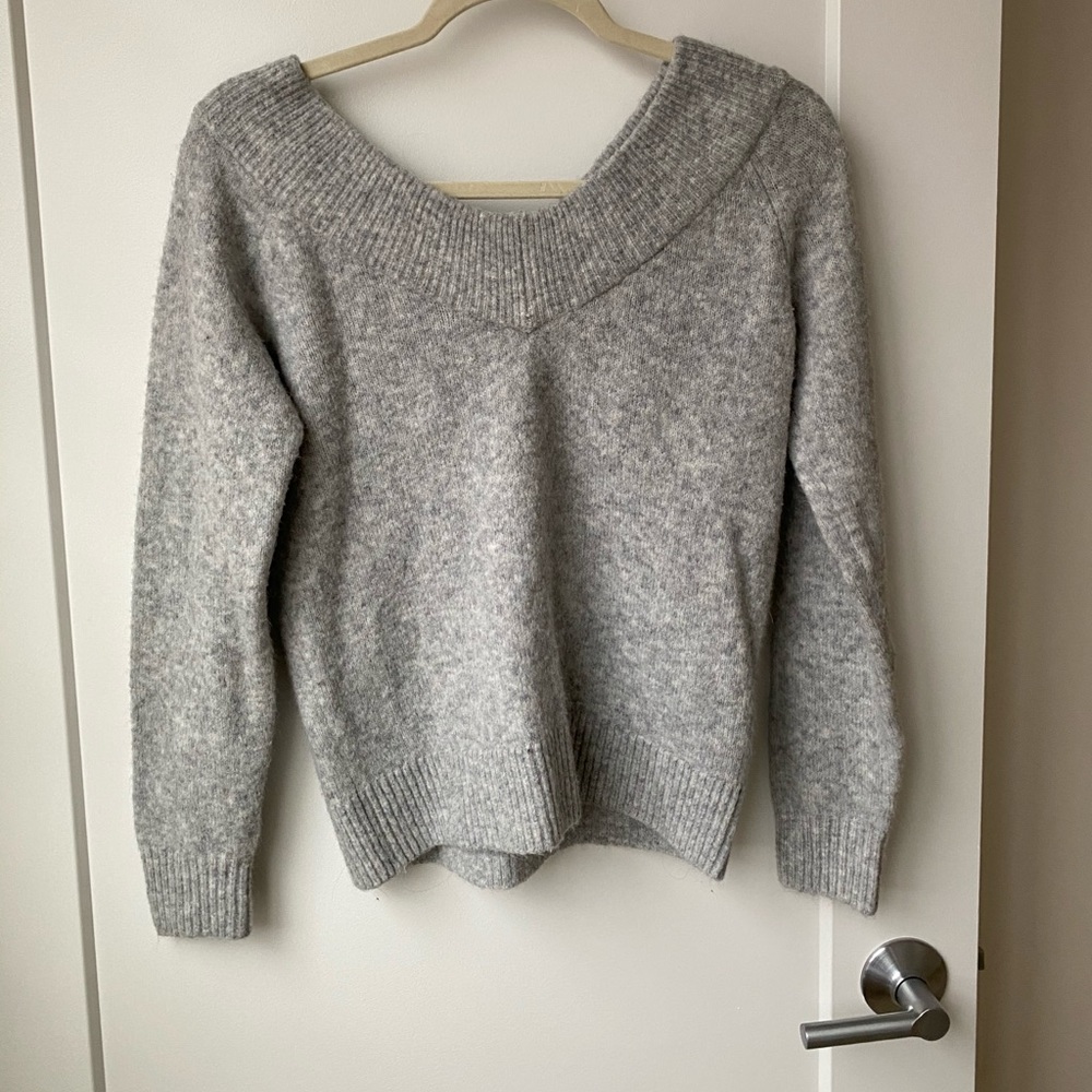 Off The Shoulder Grey Sweater